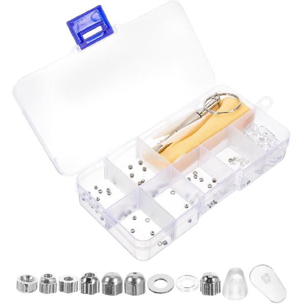 1Set Glasses Repair Kit with Screws Eyeglasses Replacement Nuts Metal Sunglasses Nuts for Quick Repairs Includes Essential Tools for Eyewear