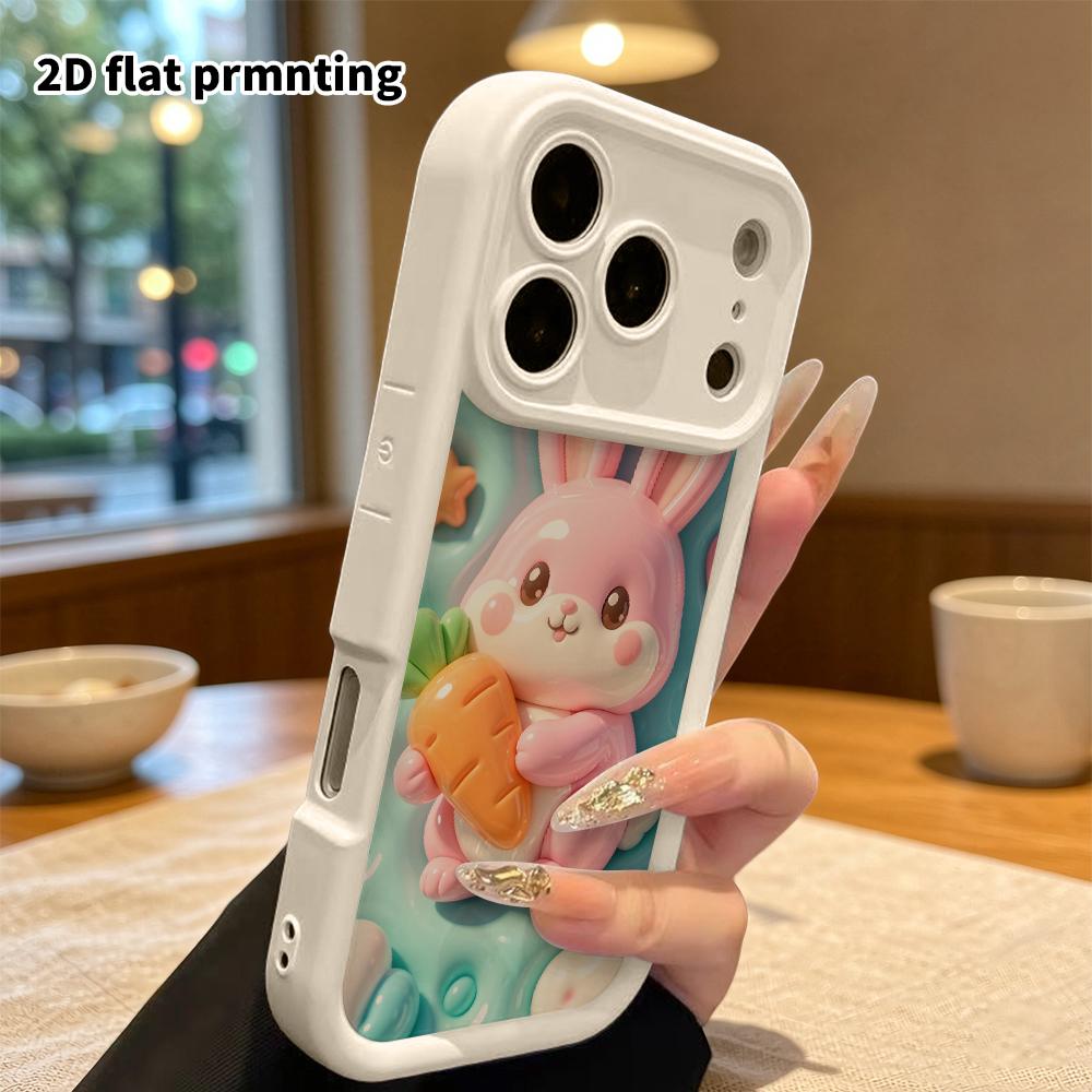 Phone Case: 2D Flat Design, Suitable for iPhone 18 17 16 15 14 13 Pro, Pink Little Bunny, Perfect Christmas and Halloween Holiday Gift