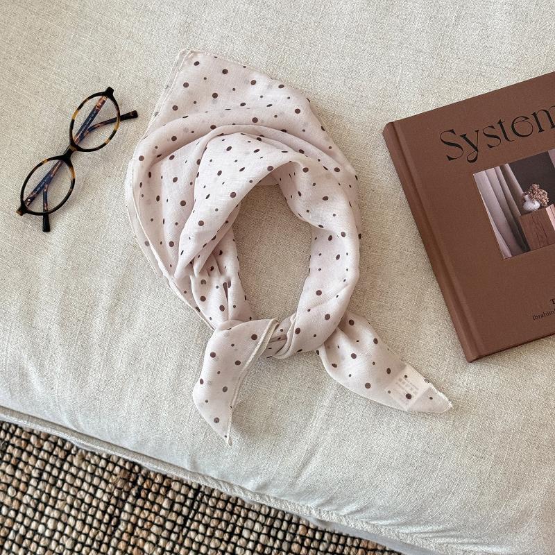 70Cm Polka Dot Flower Small Square Scarf Women Versatile Headwear Luxury Scarf Shawl Bag Accessories Casual Elegant Breathable