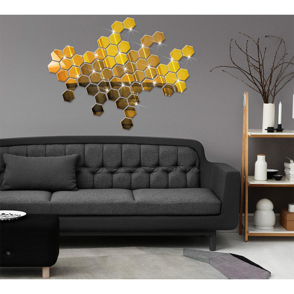 DIY Wall Art Hexagonal Mirror Self-adhesive Peel-and-stick Lightweight Acrylic Reflective Finish Shatterproof Acrylic