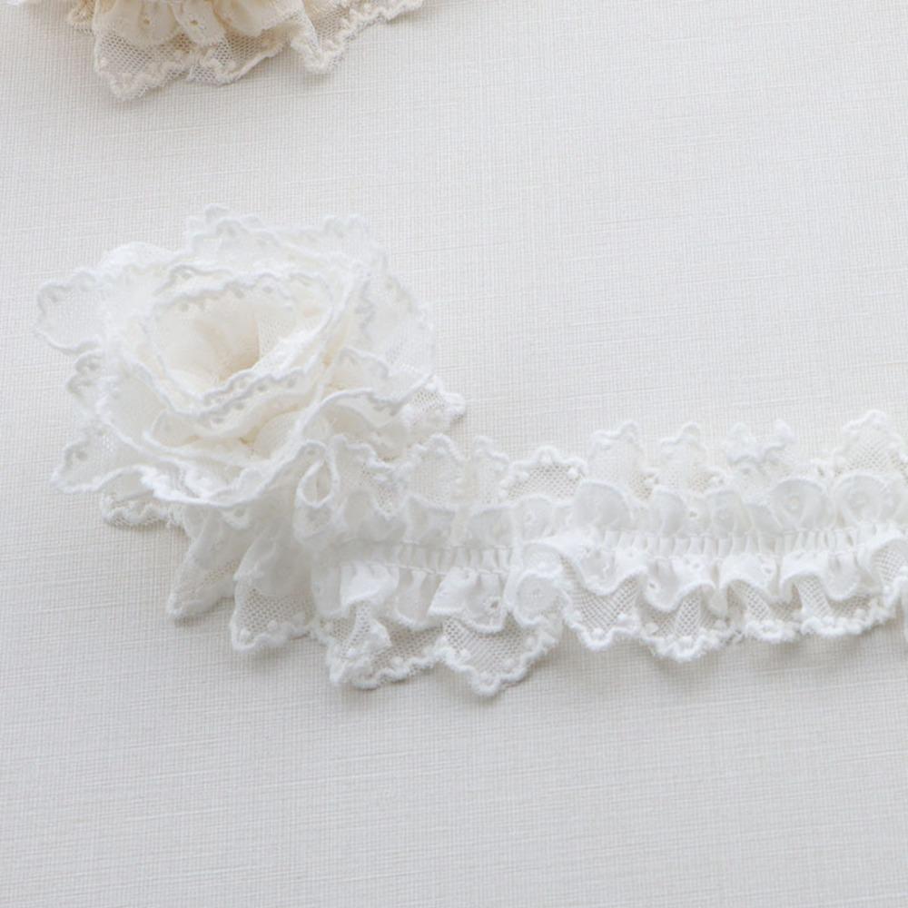 

5cm Wide Lace Pleated Ruffles Ruffled 1 Yard Lace Fabric Double Layers DIY Ruffled Lace Trims Apparel Curtains Sewing Decor белый