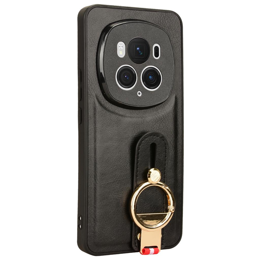 For Honor Magic6 Pro 5G Case Wristband Kickstand Phone Back Cover with Bottle Opener Ring
