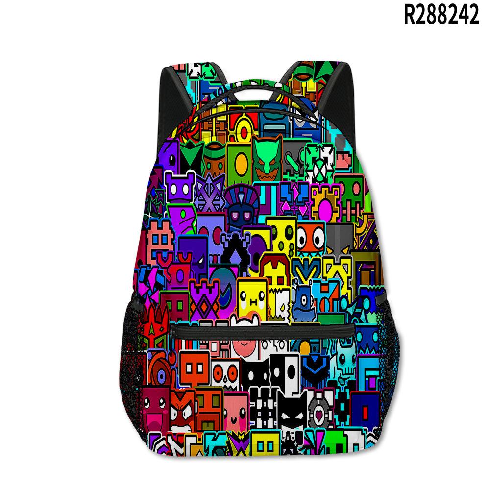 Zaini Hip Hop Kpop Giovanili per la Scuola Unisex Geometry Dash Borse da Viaggio Stampa 3D Oxford Impermeabili Zaini a Spalla per Quaderno