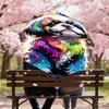 1pc Rainbow Dog Automatic Open/Close Umbrella Compact Folding Umbrella with 8-Rib Shaft for Women/Men, Portable Travel Umbrella,1232S