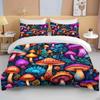Super Vibrant Neon Psychedelic Mushrooms Print Bedding Set  1 Duvet Cover 1/2 Pillowcases Adult and Children Bedding Set Luxury