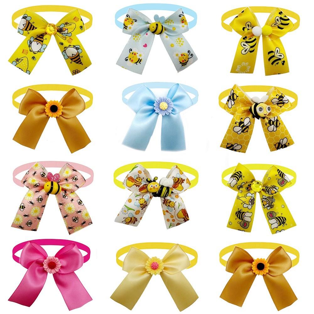 50/100pcs Flower Bowties for Dogs Fashion Bee Spring Style Pet Dog Bow Tie Collar Dog Pet Grooming Accessories for Small Dogs
