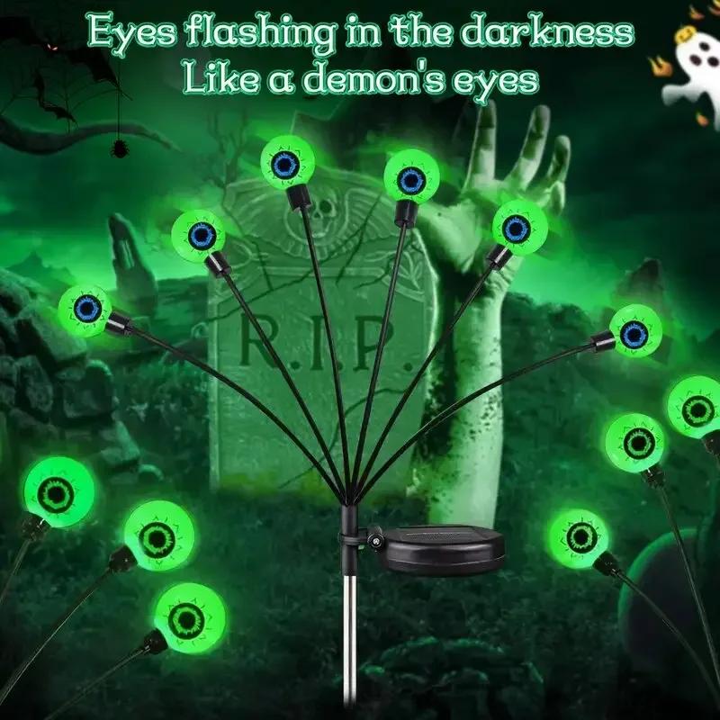 Halloween Solar Ground Stake Lights, 6-Head Eye Ball Design, Outdoor Firefly Lights, Garden & Courtyard Holiday Decorations
