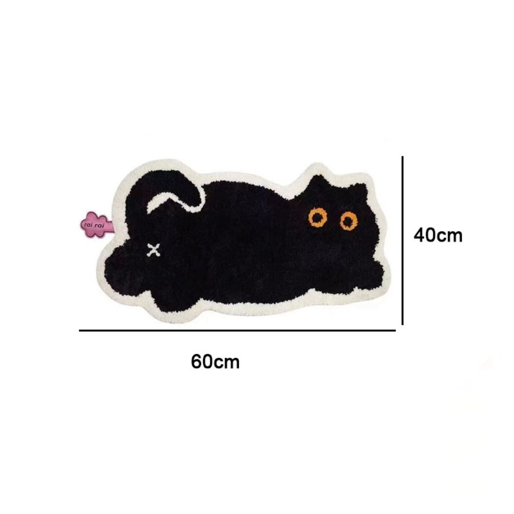 Black Cat Floor Carpet Non-Slip Floor Rugs Home Decoration Cat Shaped Floor Mat  Bedroom