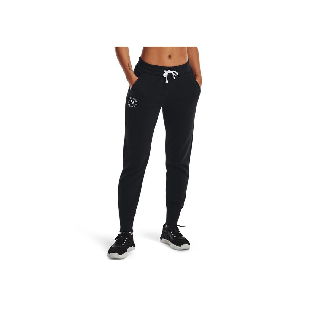 Under Armour Solid Color Logo Print Drawstring Sweatpants Women Bottoms Black 1373025-001