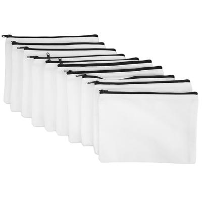 10 Stück Canvas-Tasche, blanko, 7,8 x 5,7 Zoll, weich, leicht, glättender Reißverschluss, DIY-Basteltasche für Make-up
