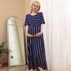 2022 European & American Maternity Striped Round Neck Breastfeeding Dress