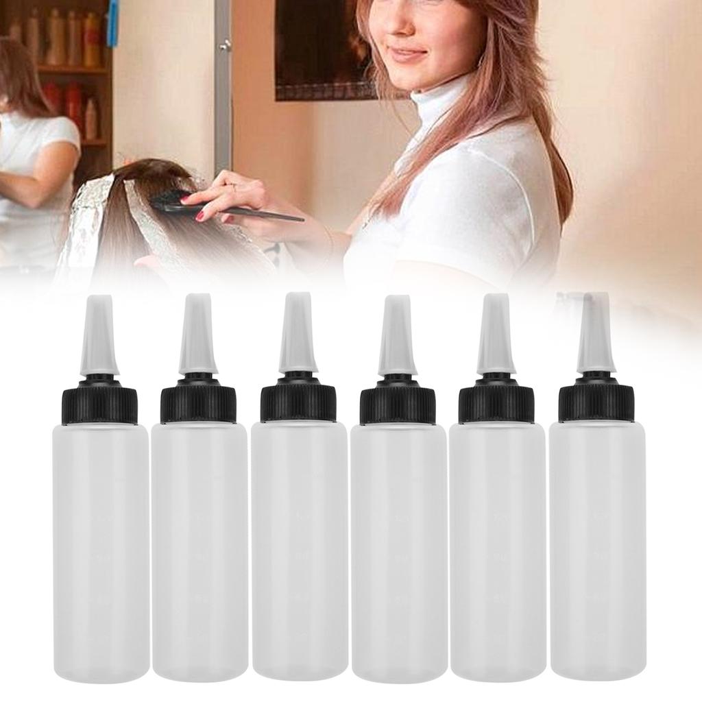 6pcs Hair Washing Shampoo Applicator Bottle with Cover Hair Salon Squeeze Refillable Bottle