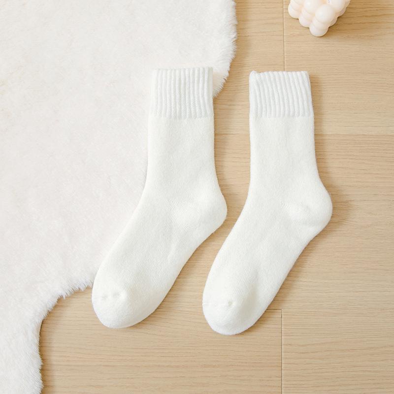 Women's Terry Fluffy Mid-Calf Socks - Thick, Warm, Imitation Cashmere for Autumn & Winter Versatility