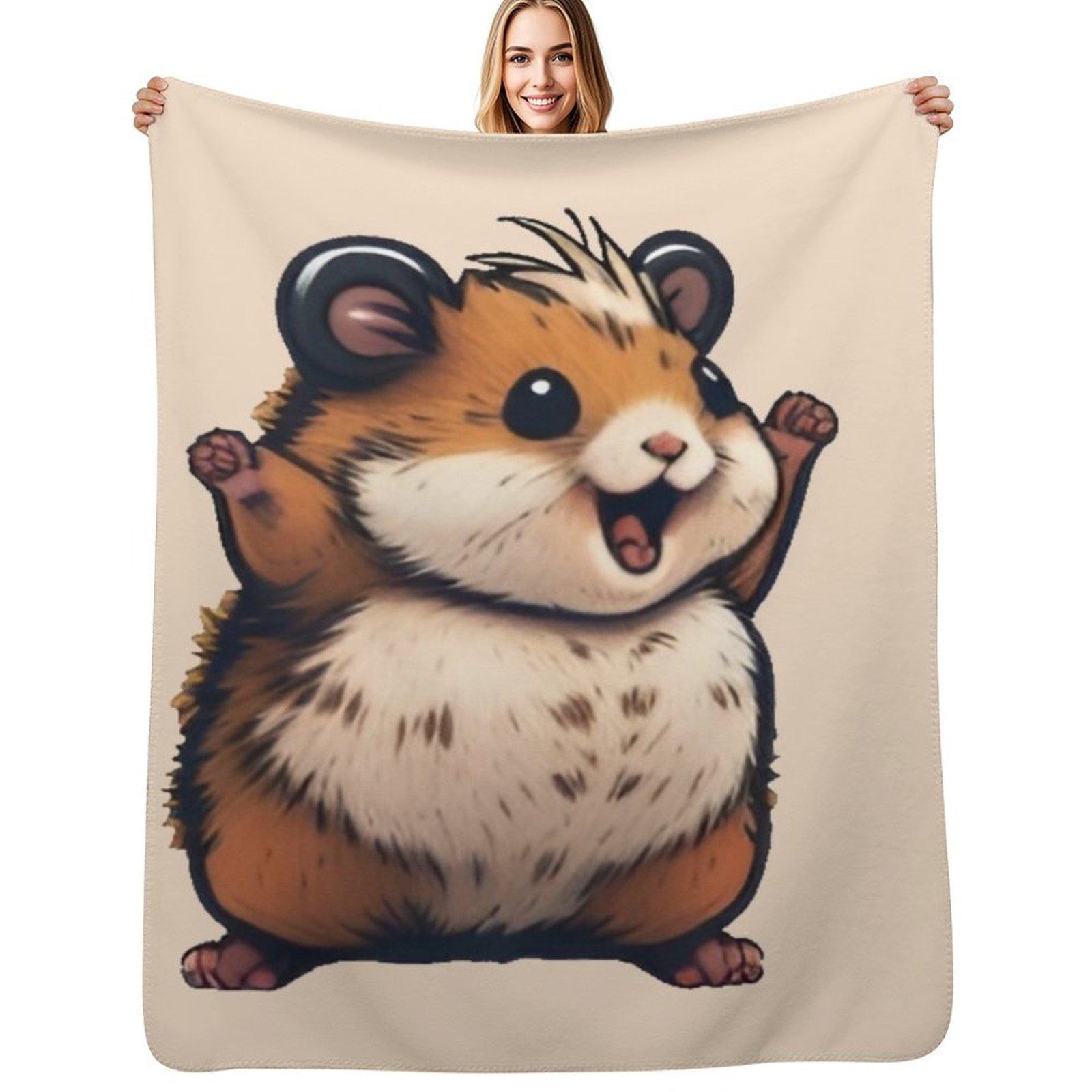 Cute Happy Rust Hamster Throw Blanket Men s Soft Warm Throw Blanket for Couch Size: 75*100cm, Weight: 230 GSM