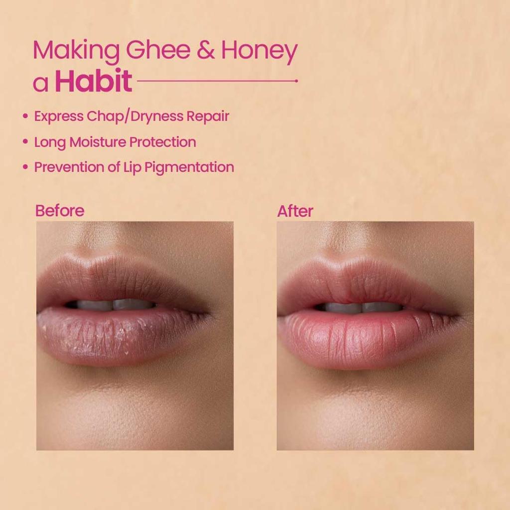 Nat Habit Granatapfel Rose Lippenbutter Mit Desi Ghee Und Rohem Honig Für Tiefenfeuchtigkeit Und Weiche Gesunde Lippen 8 Gramm