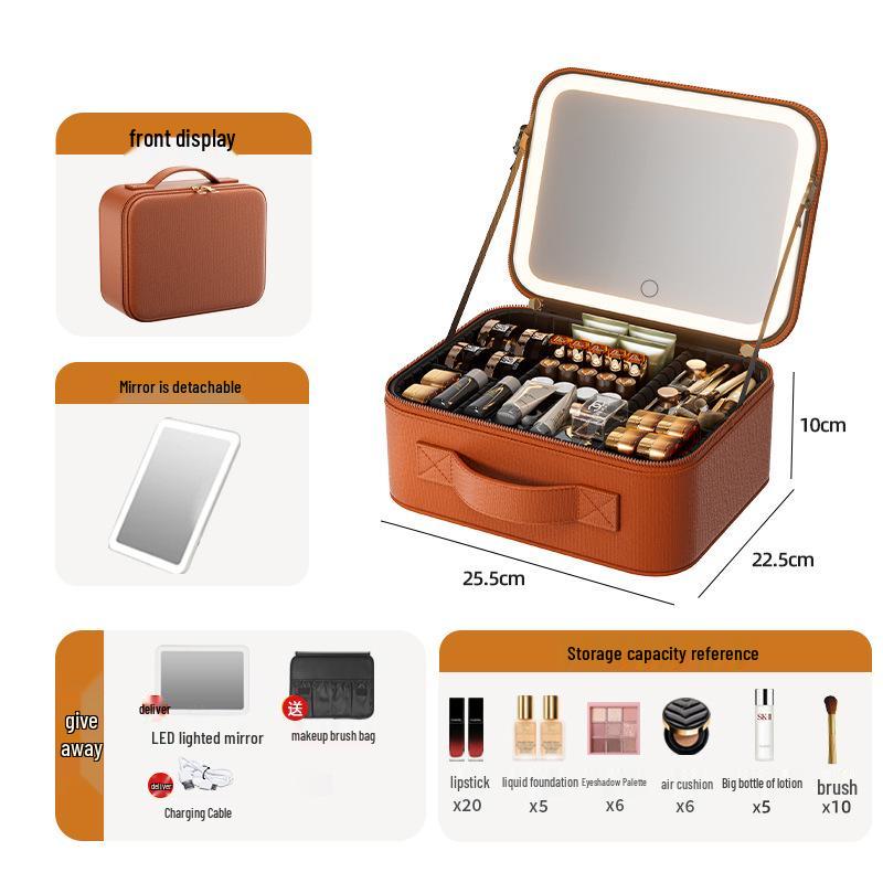 High-Quality LED Light Makeup Bag with Detachable Large-Capacity Cosmetic Storage