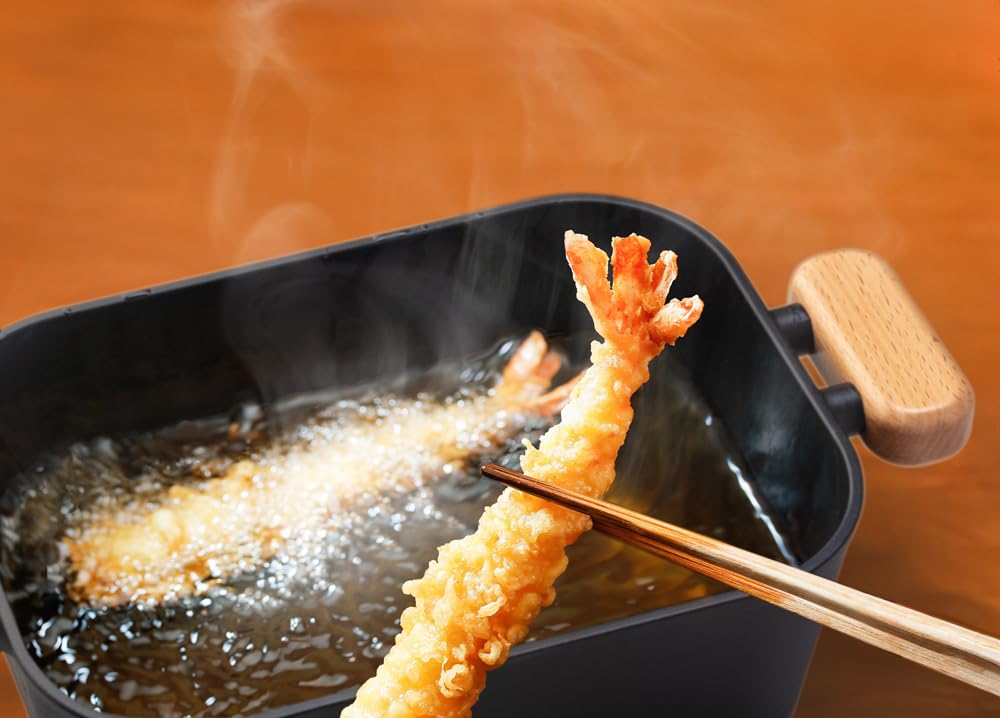 Ishigaki Delish Life Cast Iron Compact Tempura IH 4568 Pot, Square, Compatible,