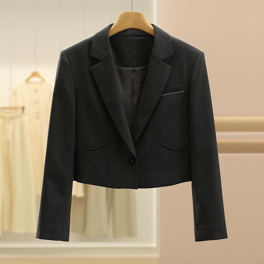 

[Бетси Ни] Умный приталенный однобортный блейзер для осени 2025 Large серый