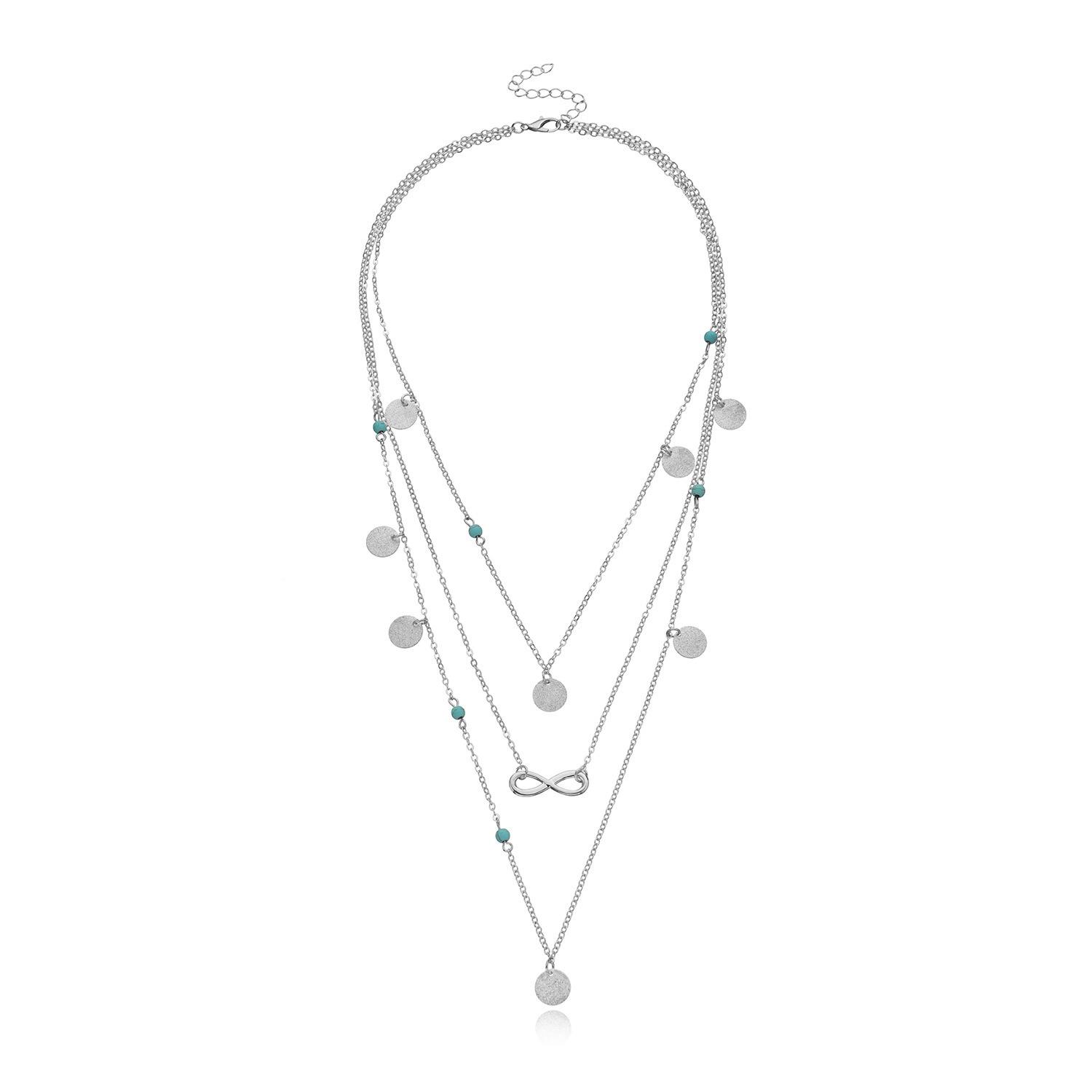 Европейские и американские новинки, модные ожерелья-бестселлеры, ожерелья с матовыми пайетками и символом 8 (удача) серебряный