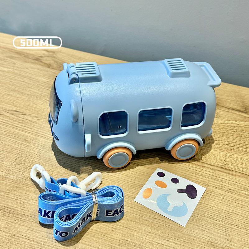 Bus, Car, Children's Plastic Cup, Straw Cup, Portable Food Grade High Temperature Resistant Water Cup