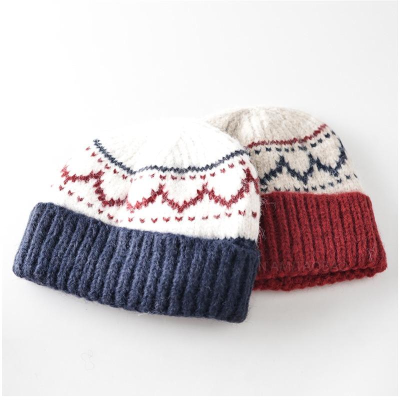 Unisex Retro Jacquardstickad Mössa Varmt Öronskydd Höst Vinter
