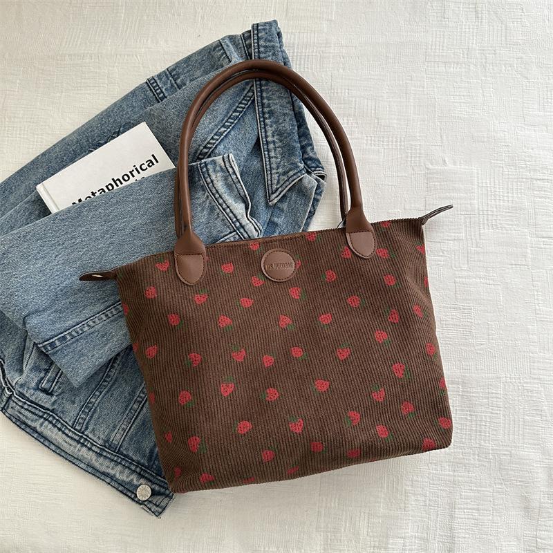 Soft Sister Large-capacity Bag Women's 2025 Early Spring New Versatile Strawberry Printed Shoulder Underarm Bag Tote Bag