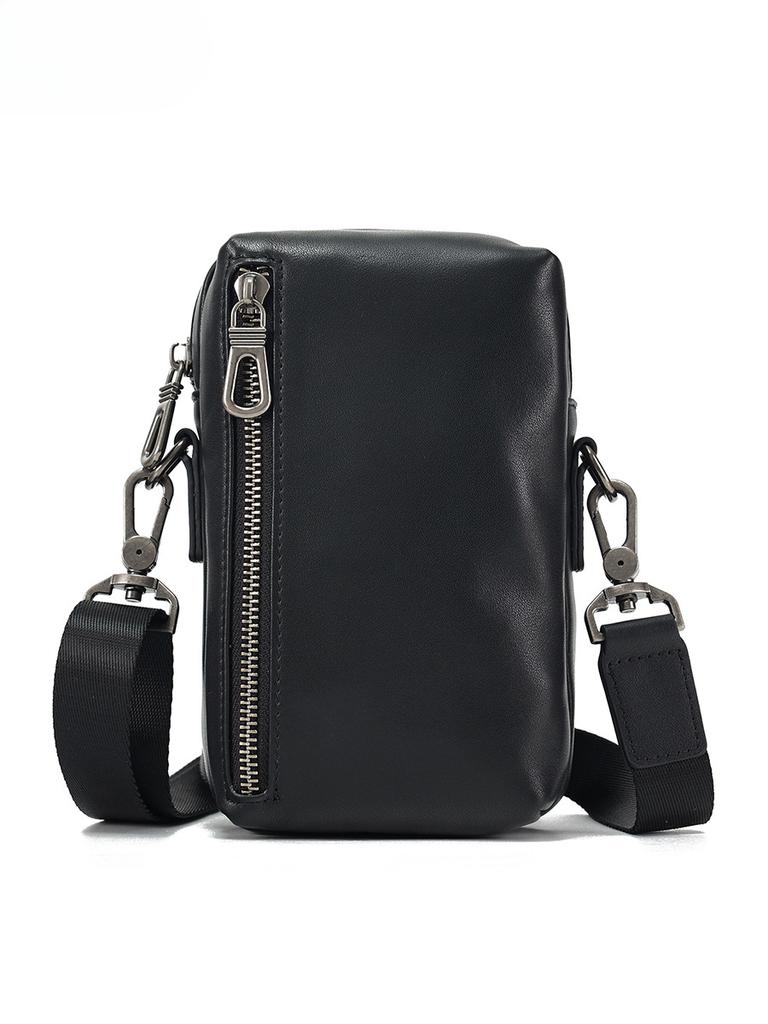 Genuine Leather Men's Bag Mobile Phone Bag Sports Waist Bag Vegetable-tanned Leather Men's Crossbody Bag