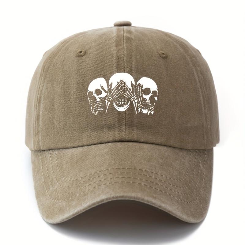Unisex Fashionable Versatile Printed Skull Gesture Baseball Cap Lightweight Curved Brim Trucker Baseball Cap