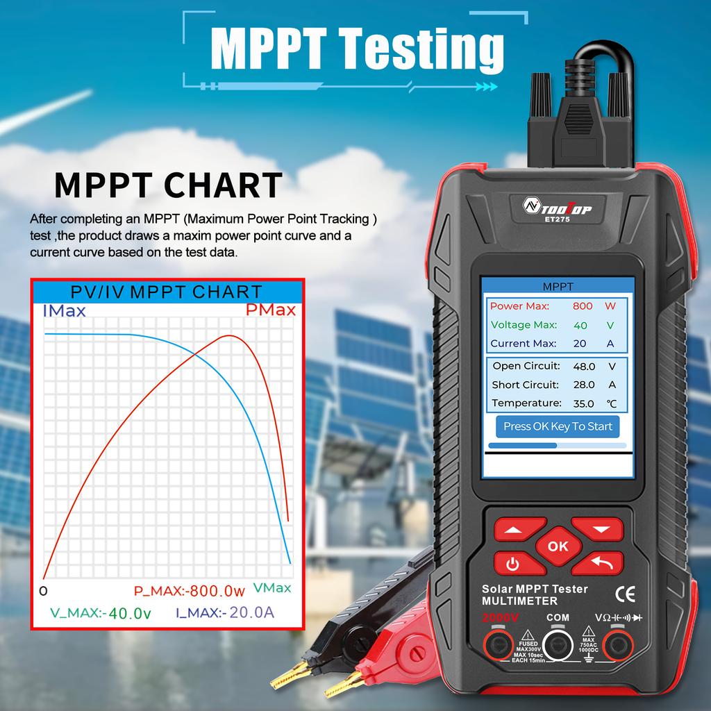 2000W Solar MPPT Meter HV Multimeter Voltage Current Power Curve Photovoltaic Energy Module Fault Diagnosis Solar Test Record