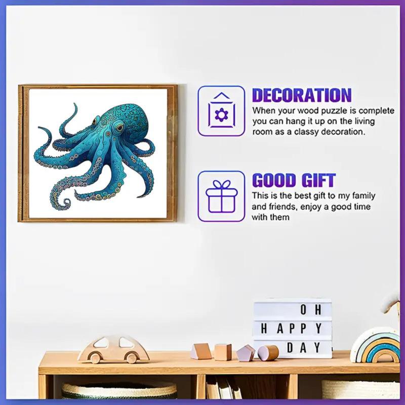 Wooden Puzzle Cartoon Octopus Animal Batch Adult Educational Toys