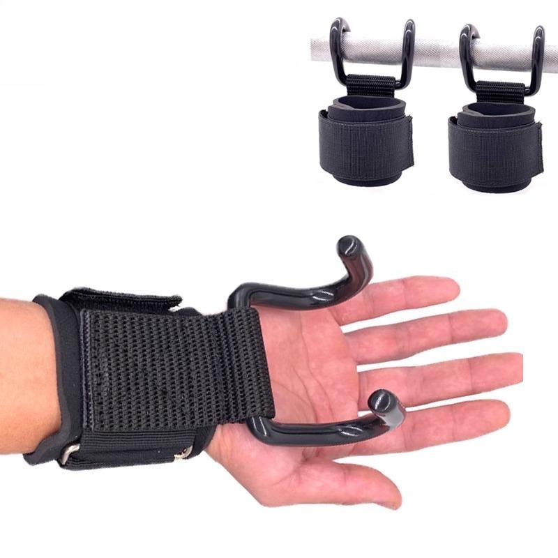 Gewichtheber-Hakengriffe mit Handgelenkbandagen, Handstangen-Handgelenkgurt, Fitnessstudio-Fitnesshaken, Gewichtsgurt, Klimmzüge, Powerlifting-Handschuhe