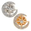 Moon Star Design Brooch Pin for Women, Rhinestones Inlaid Brooch Pin for Dress, Coat, Shawl, Zinc Alloy Badge for Mother, Wedding
