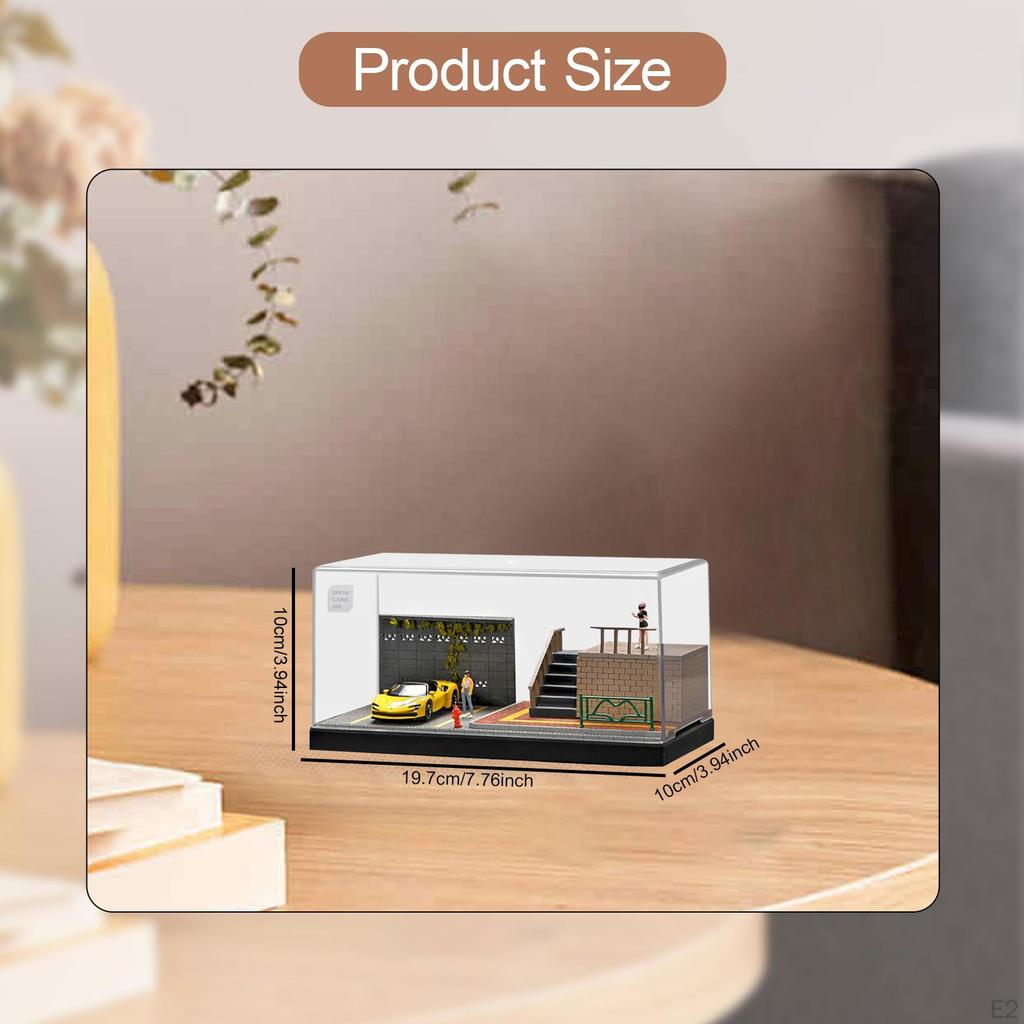 1/64 Model Car Display Case Storage Box Micro Landscape Decor Collectible Gift Scenario Photo Prop