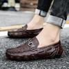 Leather Shoes Men's Spring Casual Crocodile Pattern Leather Shoes Doudou Shoes One-pedal Men's Shoes Soft-soled Driving Shoes