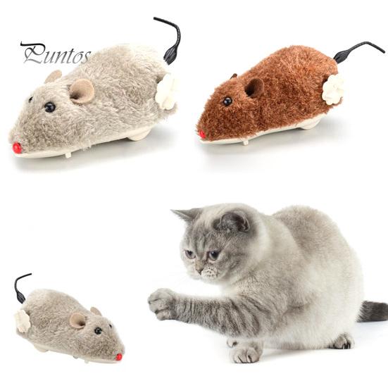 Pet Dog Cat Plush Funny Toy Mouse Animal Clockwork Wind Up Running Play Gift