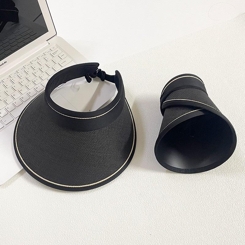 Women's UV Protection Summer Sun Hat, Open-Top with Large Brim, Foldable and Sunshade Design with Face Shield