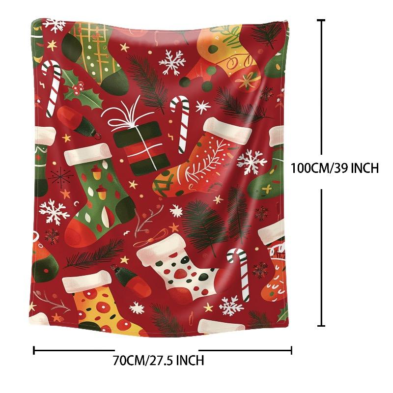 

1PC Soft Flannel Throw Blanket - All Seasons Christmas Themed Comfortable Lightweight Quilted Bedding for Sofa 30x40in