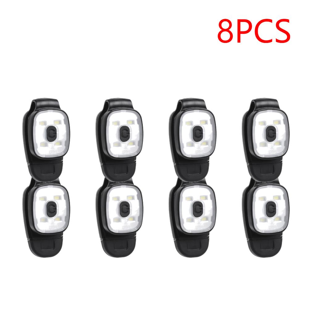 1-8pcs LED Clip Lamp 3 Lighting Modes LED Flashlight Clip Safety Warning for Jogging Night Walking for Fishing Hiking USB Rechar