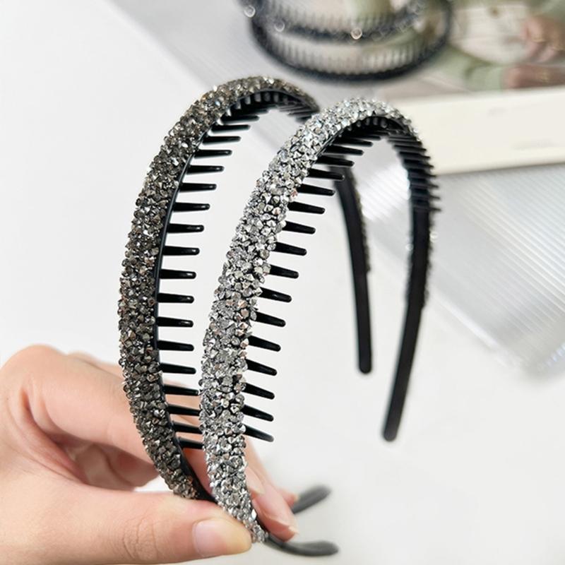 Rhinestones Headband NonSlip Crystal Teeth Comb Hairband Fashionable Hair Bands For Women Girl Face Washing Everyday Use