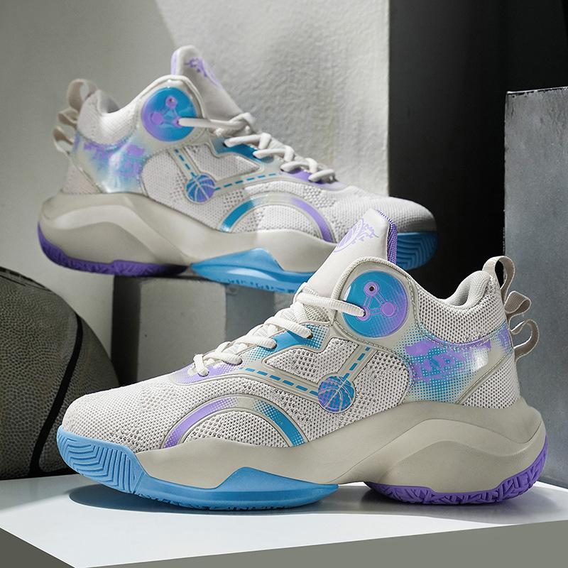 

Practical basketball shoes extra large size high quality rubber sole fly woven breathable non-slip youth game sports shoes 39