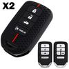 2x Silicone Car Smart Key Fob Cover Case Holder Keychain For Honda Accord Civic CR-V HR-V Fit Pilot Insight Passport