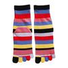 Calzini a strisce arcobaleno a tubo medio per donne e ragazze, casual, traspiranti, a cinque dita separate, per corsa e sport