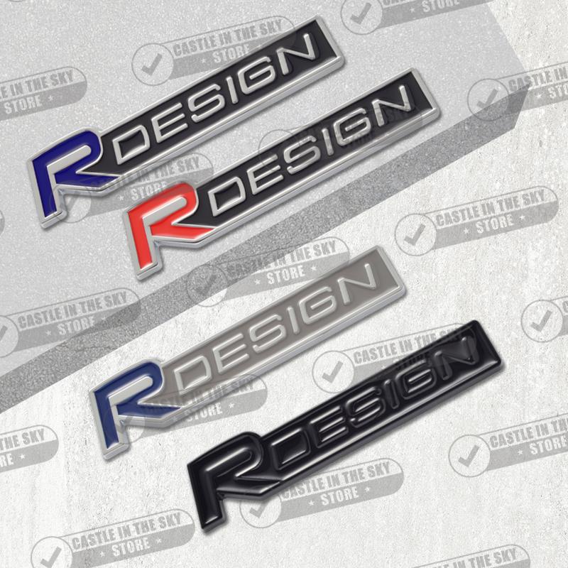 Pegatina de Coche 3D Diseño R Negro Brillante Insignia de Rejilla Frontal de Cabeza Emblema de Calcomanía de Metal Para Volvo V40 V60 V70 XC40 XC60 XC90 S40 S80 D5