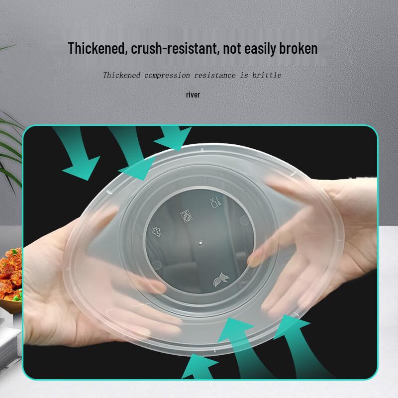 Jinmei Box King 1700ml Round Disposable Takeout Containers with Lids, 120 Sets