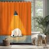 Cute Bear Shower Curtain Polar Bear Sleeping Under Hanging Lamp, Whimsical Artistic Bath Curtain For Modern Bathroom And Nursery