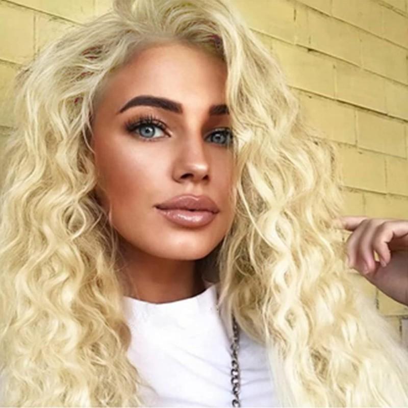 European American Wigs Women African Small Curl Long Chemical Fiber Headgear Gray Gold Partial Wig