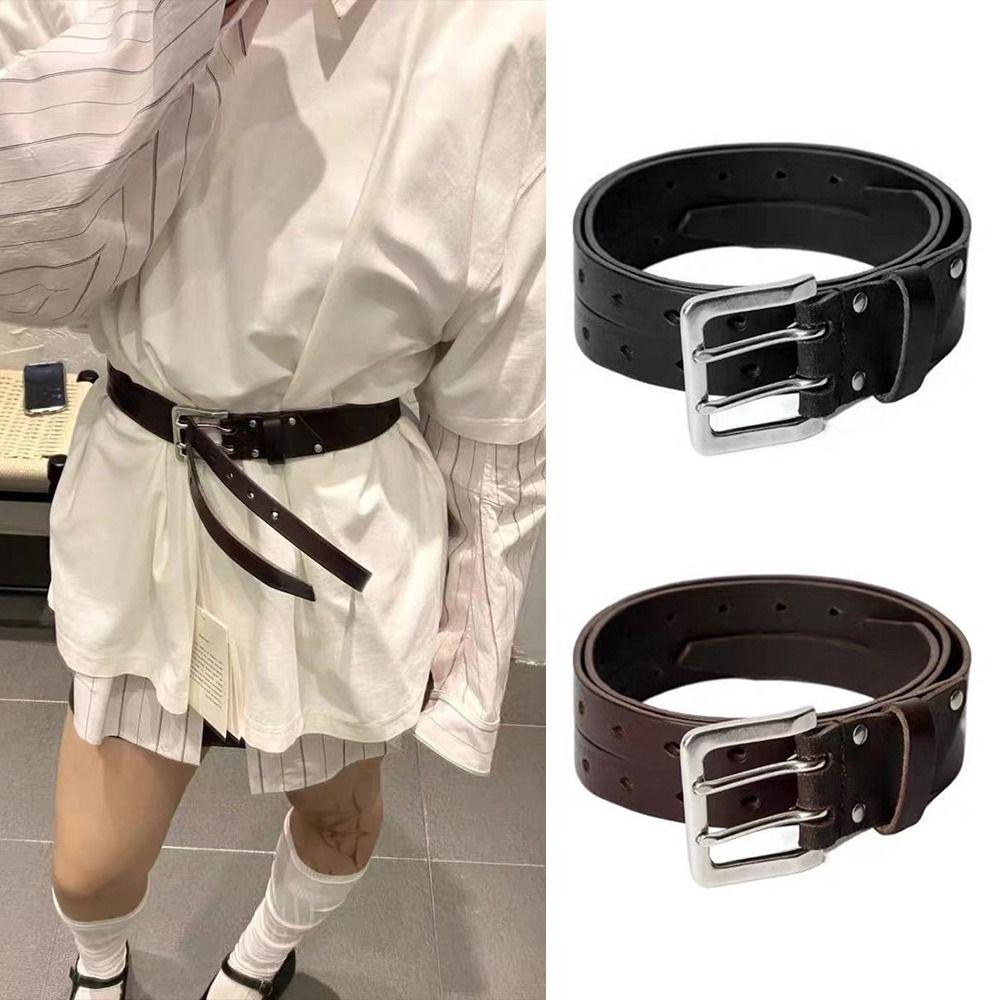 Y2K Leather Belt Personalized Waist Chain Jeans Pants Decor Hiphop Jeans Belt