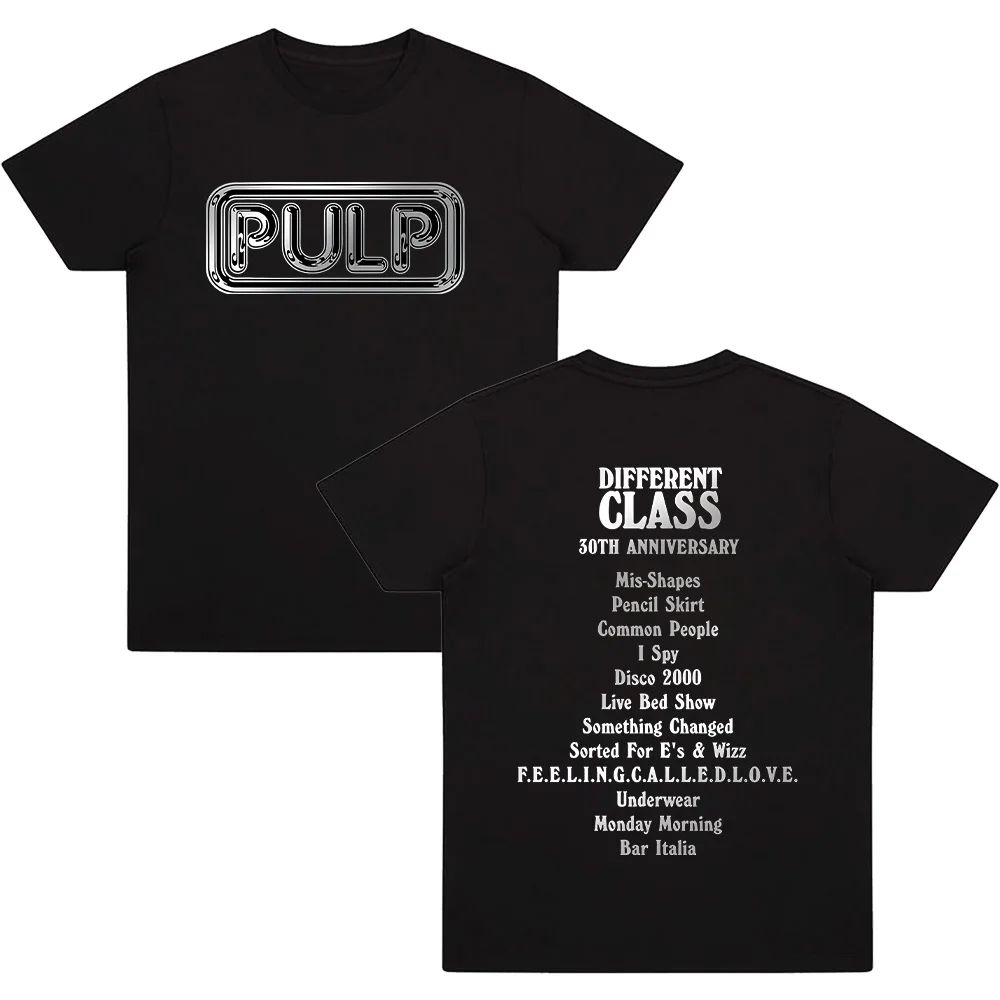 Y2K Tees Pulp Band DC30 Silver Logo TShirt Casual Cotton Tee Shirt Crew Neck Short Sleeve T Shirts Gift Tops Clothing Unisex