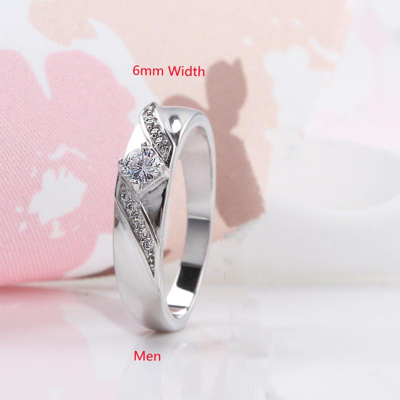 Buyee CopperCouples Ring White Zircon Ring Finge for Women Men Classic Fashion Wedding Fine Jewelry Circle Gift