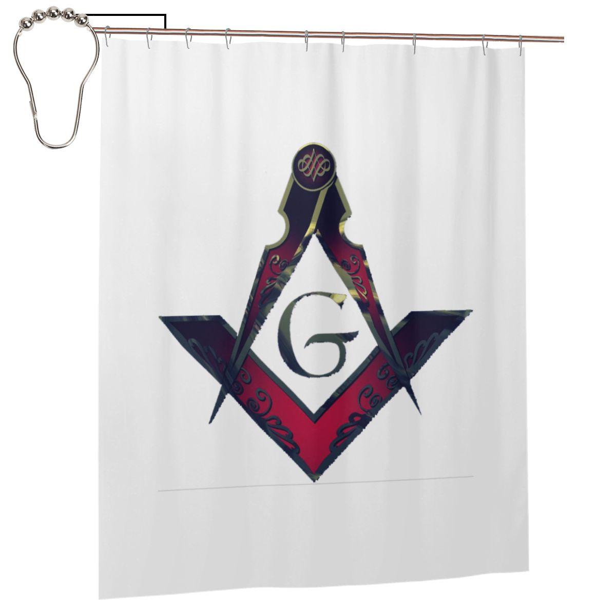 

Freemason Compass Masonic Shower Curtain Bathroom Polyester Waterproof Bath Curtains With Hooks W60H190(CM)-1 Pcs